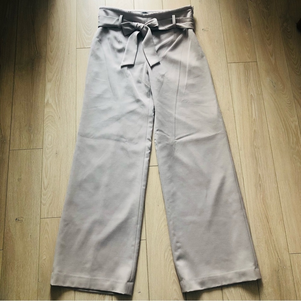 Sandra Angelozzi Light Beige Tie Waist Wide Leg Pants